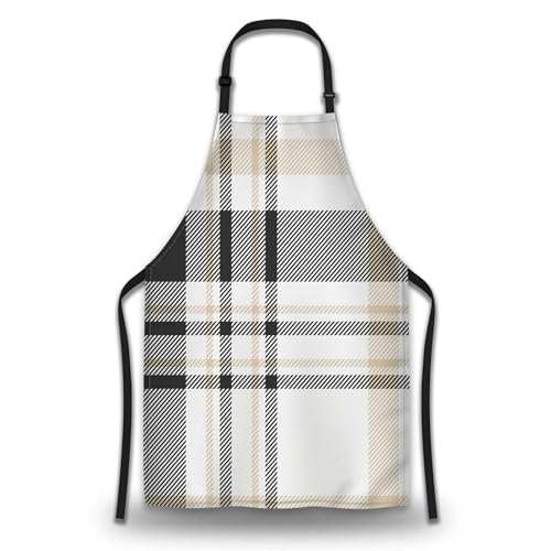 Makeup Apron for Women Plaid Texture Funny Aprons for Men for Kitchen Cooking Restaurant BBQ Painting Crafting Gardening 27” (W) x 31” (H), Waterproof Apron - color: Plaid Texture