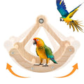 Bird Perch Toy, Wooden Interactive Rocking Parakeet Toys & Perches, Exercise Wheel Cockatiel Toys, Intelligence Puzzle Birds Enrichment Toy Bird Playground for Budgies Conure (Wood)