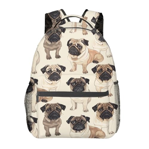 Pug Backpack Travel Backpacks Laptop Rucksack,School Bookbag for Women Kids Boys Girls,Cute Dog Back Pack Accessories Bags,Ideal Gifts for Work, Outdoor Adventures - color: Color28