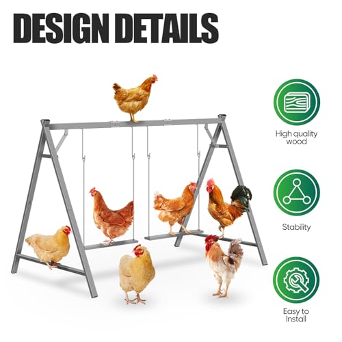 Chicken Perches with Swing, Chicken Roosting Bars for Coop Accessories | Activity Play Toys for Pet's Health & Happy, Sturdy Metal.