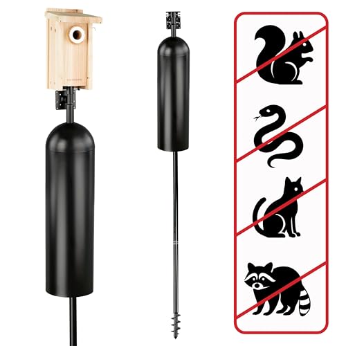 WHITEHORSE Bird House Pole with Baffle- A Professional Squirrel Proof Bird Feeder Pole - Very Sturdy Against Strong Winds - Bird House Poles for Outdoors - Pole for Bird Feeders - Bluebird House Pole - style: Mounting Pole with Baffle