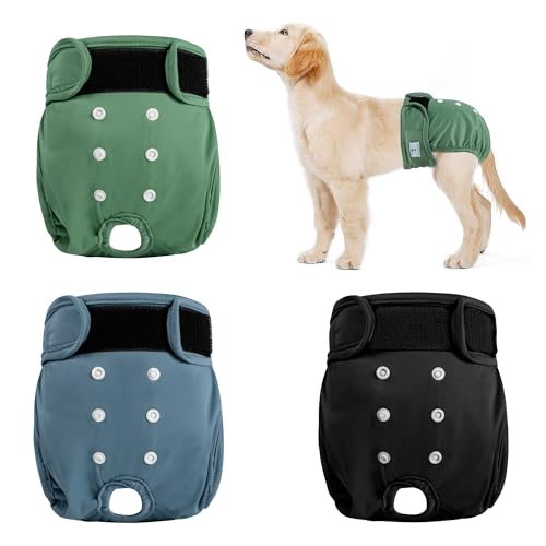 Reusable Female Dog Diapers 3Pack,Washable Diaper for Doggie,Highly Absorbent Dog Diaper,Adjustable Leakproof Puppy Diapers Skirt for Heat,Incontinence,Period Doggy Nappies M - color: Dark Series, size: M(12"-15"Waist)