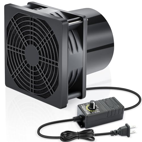 Wathai 120mm x 38mm 12V 4 Inch Small Exhaust Fan 110V 120V Speed Control | Dual Ball 3000RPM High Speed Fan Variable Speed Controller for Biltong Box Greenhouse Receiver Amplifier Xbox DVR Cooling - style: 120x38mm 1 duct