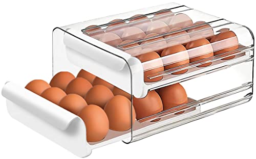 Fridge Organizers and Storage, Egg Organizer Container for Refrigerator | Large Capicity Transparent, Stackable Plastic Egg Holder