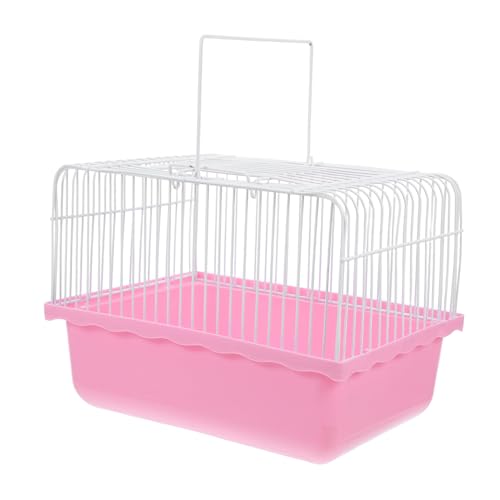 Garneck Portable Birdcage for Small Animals Lightweight Travel Cage Transparent Observation Window for Lovebirds Parakeets and Cockatiels for Home and Travel Use - color: Pink
