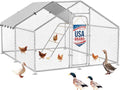 10 x 13.2 x 6.4 FT Metal Chicken Run, Chicken Coop with Cover | Reinforced frame, Walk-in Chicken Coop, Waterproof Cover, Side Hardware Cloth, Roosting Perch, Backyard & Farm Use - size: 157.4"L x 118.3"W x 78.1"H