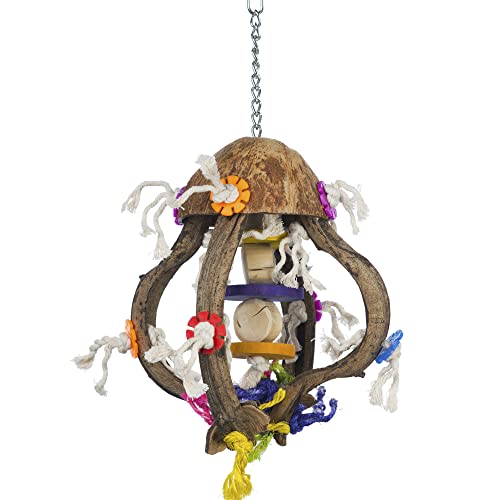 Prevue Pet Products Jellyfish Bird Toy Hanging Cage Toy for Foraging | Accessories for Parrots, Conures, Cockatiels, Budgies, and Medium to Large Birds, Exploration, Beak Exercise and Enrichment