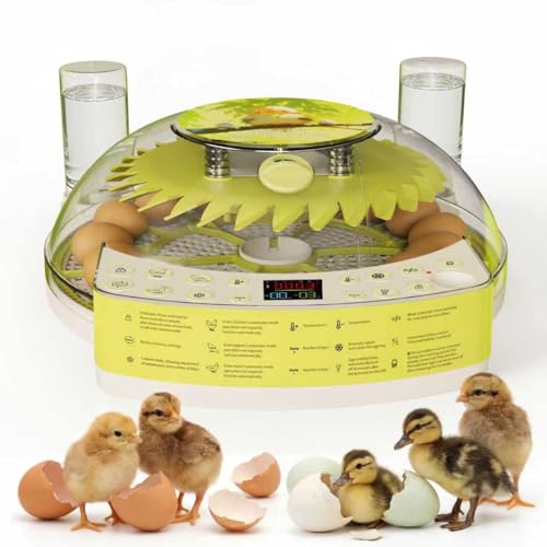 22 Egg Incubators for Hatching Eggs, Temperature & Humidity Control, LED Egg Candler, External Water Bottle Refill, 360° Clear View Window for Chicken Duck Pigeon