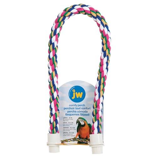 JW Pet Comfy Perch For Birds Flexible Multi-color Rope, Large - 36" Length - size: Large, style: 36"
