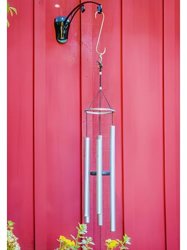 BirdsUP Hanging Bracket for Bird Feeders, Planters, Chimes, Heavy-Duty, Holds up to 25 lbs, 2 Hooks with Rubber Bumpers, Black, Screws Included