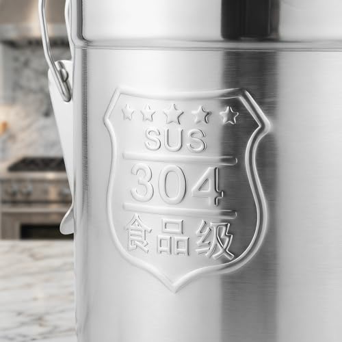 1.61Gal 304 Stainless Steel Airtight Canister,Metal Bucket Large Stainless Steel Canisters - Locking Clamp & Airtight Lids - Dog Food/Bird Seed/Coffee Storage Container - color: 1.61 GAL