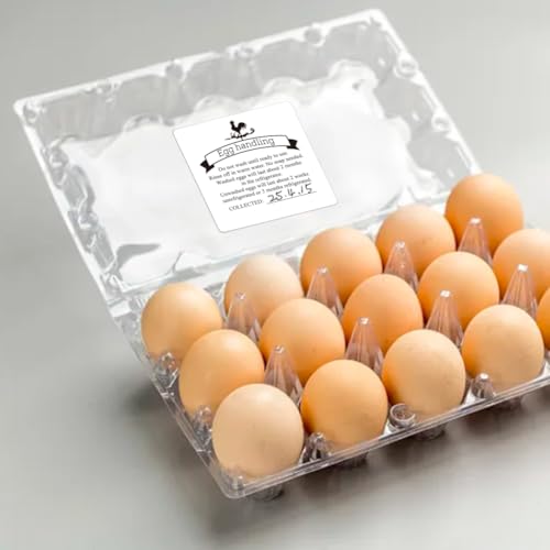 320 Pcs Egg Carton Labels, 2 Inch Square Egg Handling Sticker PET Adhesive Egg Packaging Sticker for Box Container Carton Farm Supplies - color: Collected Date Writable