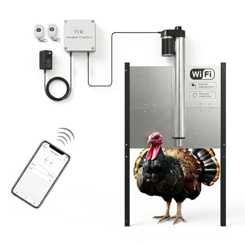 JVR WiFi Turkey Coop Door, App & Alexa Control, Anti-Pinch, 22 x 23 in