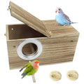 PINVNBY Parakeet Nesting Box, Carbonized Wood Bird Box, Wood Breeding Box for Birds, Budgie Lovebirds Conure Finch Parrot Canary (L: 11.8 x 5.9 x 5.9 inch) - size: L: 11.8 x 5.9 x 5.9 inches
