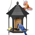 Kingsyard Metal Bird Feeder for Outdoors Hanging, 3 lbs Seed Feeder, Wild Bird Feeders for Garden Cardinal Finch Bluebird, Easy to Fill & Clean, Black - color: Black