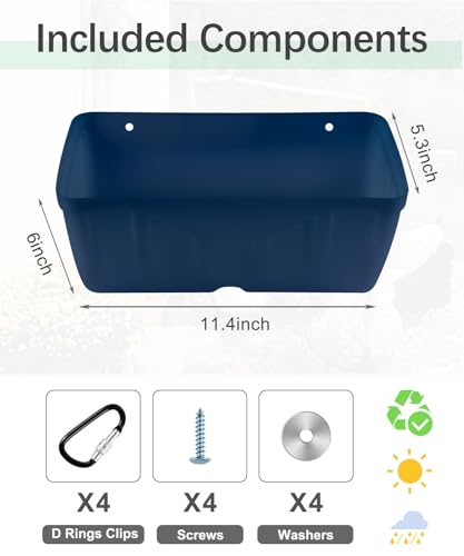 Chicken Feeders, 2 Pack, Duck Feeders and Waterers, Hanging Poultry Water Feeder, Livestock Fence Feeder, Feed Trough and Waterer Bucket with Clips, Blue - color: 2 Pack Blue