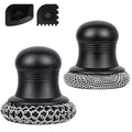 316 Upgraded Cast Iron Scrubber with Pan Scraper,Cast Iron Cleaner for Grill Pan Skillet Wok Carbon Steel,Ergonomic to Hold Easy to Use Dishwasher Safe ((Small&Large Chainmail,2pcs)) - size: (Small&Large ChainMail,2pcs)