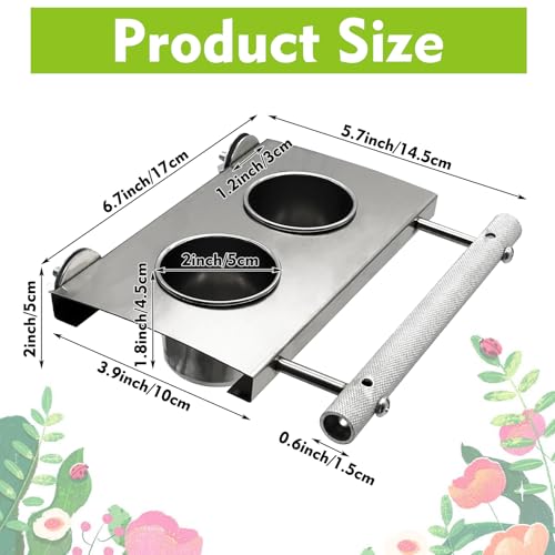 Tfwadmx Bird Parrot Feeding Cups, Small Bird Feeding Dish Cups Stainless Steel Birds Bowls Food Water Bowls with Food Holder for Cockatiel Parakeet Budgies Finches Lovebirds