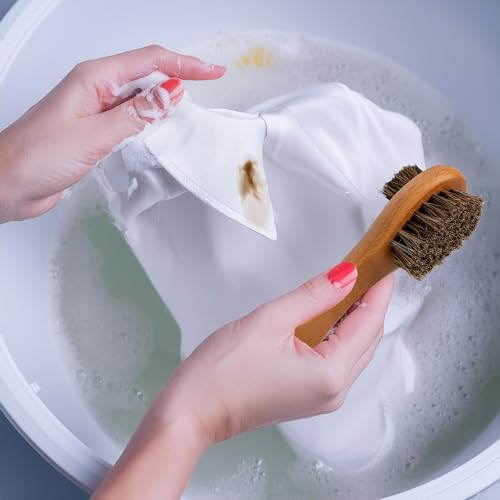 Dual-Bristle Horsehair Laundry Stain Brush Set (2pcs) - Gentle & Tough Scrubbing for Clothes, Fabrics, Shoes - Pre-Wash Spot Treatment Tool