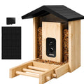 Smart Bird Feeder with Camera, 2.5K HD Camera Bird Feeder, AI Identify, Solar & Battery Powered, Auto Capture & Notify in Time, Bamboo Wooden, Ideal Gift for Family(1.55L)