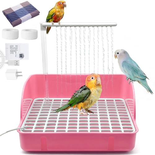 Automatic Parakeet Bird Bath with Pump,Parrot Shower Bathtub (Pink) | Circulating Water System Large Bird Fountain Bath Bathing Tub for Budgie Cockatiel Lovebird Conure - color: Pink