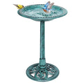 VIVOHOME Bird Bath for Outside, Polyresin Pedestal Birdbath, Green | Weather-Resistant, 20-Inch Bowl, 28-Inch Height, for Outdoor/Garden, Bird-Friendly, Easy to Clean - color: Green