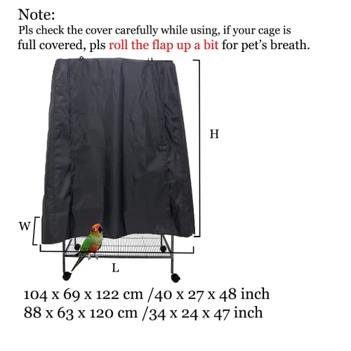 J&C Large Bird Cage Cover 420D Bird Cage Covers Heavy Duty Birdcage Cover Waterproof Bird Cage Covers for Night Blackout Sunlight Patio Birdcage Covers Birdcage Accessories - size: M: 34 x 24 x 47"