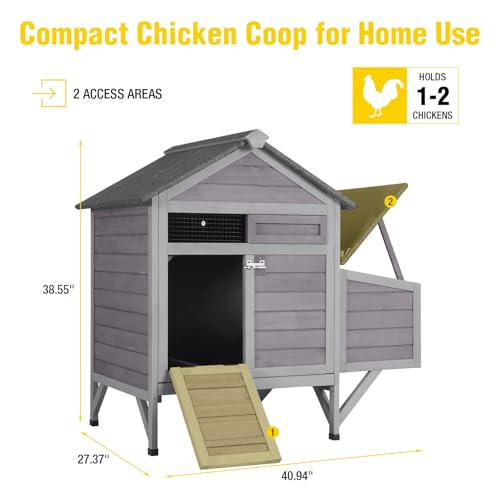 AIVITUVIN Chicken Coop for 2 Chickens Home Ues Outdoor Small Wooden Chicken House with Expandable Run for Poultry Duck Coop Pull Out Tray Quail Cage,Hen Habitat