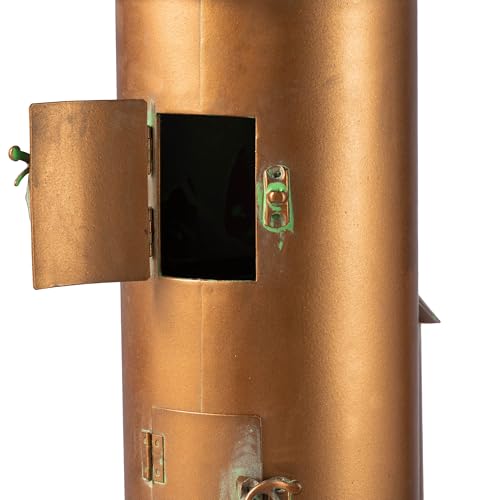Glitzhome Birdhouses for Outdoors, Bird Houses for Outside, 53" H Farmhouse Faux Copper 2-Tiered Distressed Metal Bird House Decorative Garden Birdhouse with Stake
