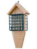 DutchCrafters Double Suet Cage Cedar Wood Bird Feeder with Grooved Tail Prop, Outdoor Wooden Suet Cake Holder Bird Feeder, Hanging Mount - Amish Made in USA