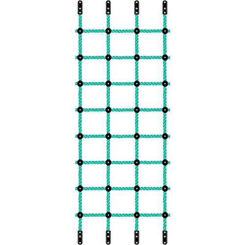 Climbing Cargo Net 30" x 139" Outdoor Climbing Net for Kids No-Knot Nylon Rope Climbing Ladder Net for Playground Treehouse, Swing Set, Backyard Climbing Frame, Playset - Green - color: Green - 30" X 139"