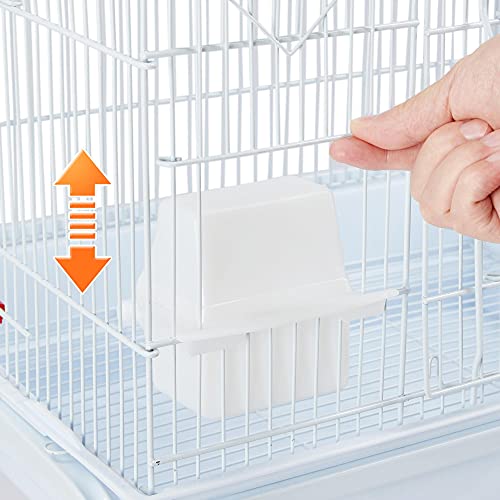 Yaheetech 39-inch Roof Top Medium Parakeet Bird Cages for Cockatiels Conures Finches Budgies Canaries Lovebirds Parakeets Green Cheek Small Birds Parrots, Travel Flight Birdcage w/Toys, White - color: White
