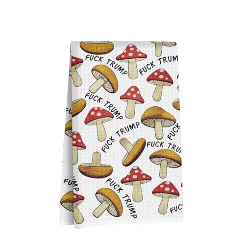 Jztco Funny Trump Kitchen Towel, Anti Trump Gifts for Women | Mushroom Hand Towels for Kitchen Home Decor, Absorbent Microfiber Dish Cloth Tea Towels 14x24 Inch - color: Multi 1519