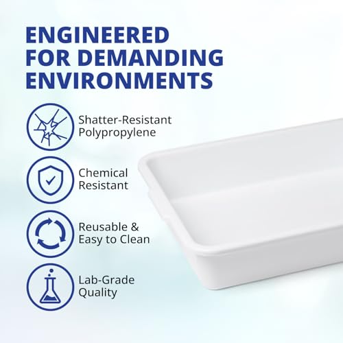 United Scientific™ Multi-Purpose Containment Tray, 15L x 12W x 3" H, 3-Pack | Resistant Storage Tray, Ergonomic Handles, Stackable Design, Chemical Resistant Surface, Polypropylene Material - size: 15" x 12" x 3" (3 Count)