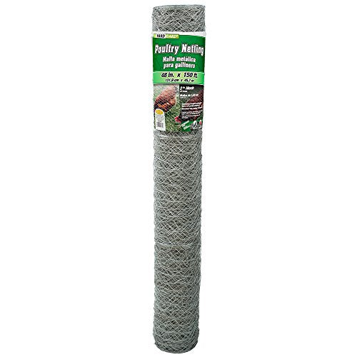 YARDGARD 2 Inch Poultry Netting, Chicken Wire Fence, 20 Gauge Galvanized Steel, Rabbit Fencing, Bird Enclosures, Garden Protection and Plant Support, 48 Inches x 150 Feet