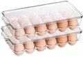 Sooyee 2 Pack Egg Holder for Refrigerator, Plastic Egg Storage Container, Fridge Egg Organizer, Clear Refrigerator Organizer Bins with Lids, Stackable Tray Holds 18 Eggs - size: 2 Pack 18 Eggs