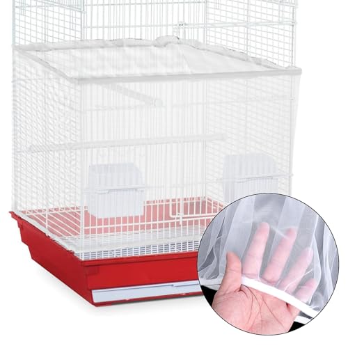 Sibba Bird Cage Seed Catcher, Parrot Nylon Mesh Net Cover Net Covers, White | Airy Gauze Guard Catcher, Soft Universal Birdcage, Elastic Cage Net, Stretchy Skirt Accessories, Pet Supplies
