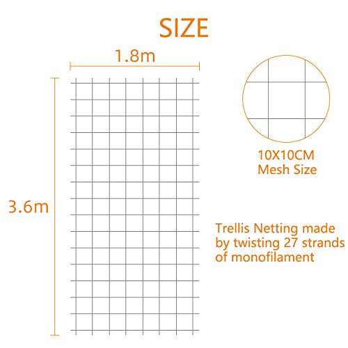Pack of 2 Cucumber Tomato Trellis Netting, Heavy Duty Garden Netting for Climbing Plants Support, Pea, Grape, Bean, Fruit, Vegetables - 4" Mesh Size, 6Ft x 12Ft - size: 6Ft*12Ft
