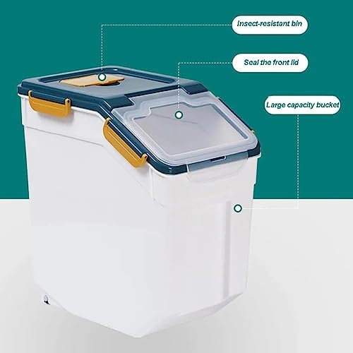 25LB Large Flour Storage Container Bin ,2 Pack Airtight Plastic with Wheels Seal Locking Lid Dispenser Organizer Storage Bin with Measuring Cup & Scoop for Flour, Rice, Grain 50LBS Total - color: Blue/25lbs,2counts
