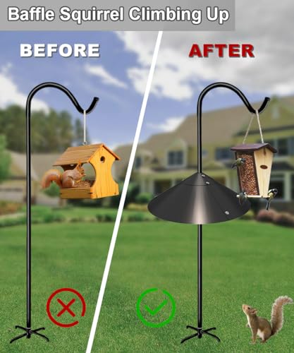 Metal Squirrel Baffle for Bird Feeder Pole, Outside Pole Mount Bird House Guard for Outdoor Shepherd’s Hook, 19 Inch, 1 Pack - size: Buckle-1pcs
