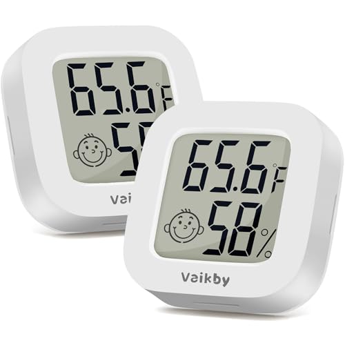 Vaikby Indoor Thermometer 2Pack, Humidity Gauge Meter Digital Hygrometer Room Thermometer for Home, Hight Accurate Temperature and Humidity Monitor, Large LCD Display Fahrenheit or Celsius - size: ℉/℃