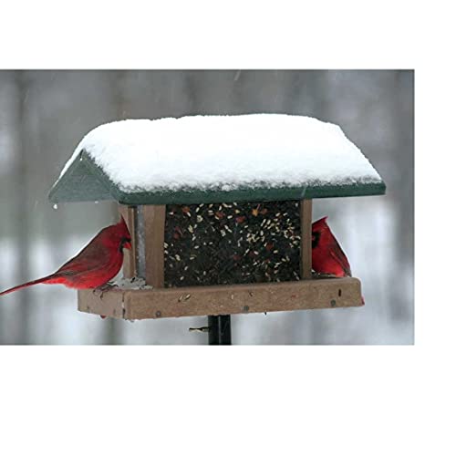 Birds Choice SN4-200S Four-Sided Hopper Feeder, Recycled Bird Feeder, Medium, Taupe/Green | Recycled Poly Lumber Construction, Feeds from 4 Sides, Weather-Resistant for Year-Round Backyard Use - style: Taupe/Green - 4 Sided