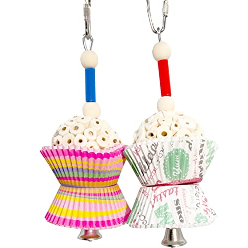 by M&M 1562 Tutu Chew Two - Handcrafted Foraging Avairy Toy, All Natural Air Dried Sola Wood Ball, Bakery Grade Cup Cake Cups, Easy to Shred Great for Small Size Pet Birds - size: Two Tutu