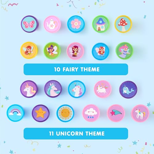 JOYIN 50 Pcs FairyTale's Themed Stamps for Kids - Self-Ink Stamps with 50 Designs for Birthday Party Favor, Carnival Prizes, Goodie Bag, School Treasure Box Toys (Mermaid, Princess, Unicorn Stampers) - style: FairyTale