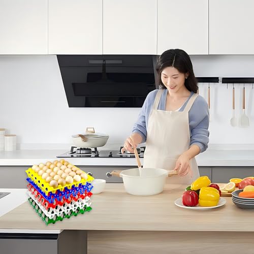 15-Pack Reusable Plastic Egg Tray Egg Crates 30-Egg Flats for Home Chicken Farmers, Stackable Egg Cartons Hold Multiple Eggs, Great for Storing, Sorting, and Shipping Eggs, Durable and Reusable