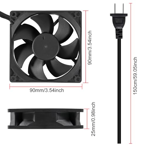 UMLIFE 2Pack AC Power Axial Fan 110V 120V 9025 90mm x 25mm Dual Ball Metal for DIY Ventilation Exhaust Projects Cooling - color: 90x25mm