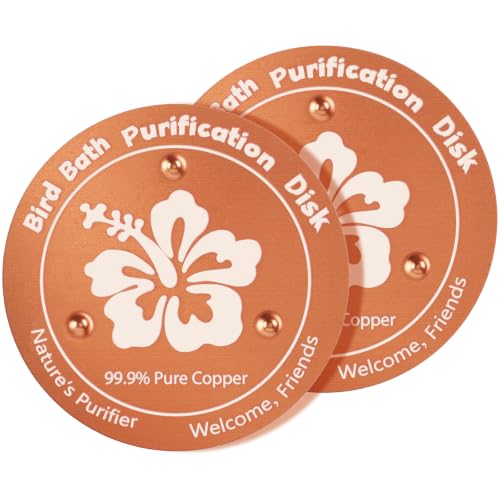 2 Pcs Copper Bird Bath Disc, Solid Copper Disk for Bird Bath, Hibiscus Flowers Bird Bath Copper Disk, Natural Water Purifier for Outside Bird Bath All-Season, Backyard Garden Decor - color: Hibiscus