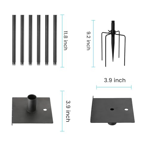 Bird Feeder Pole Kit 80.5 Inch, Outdoor Heavy Duty Birdhouse Pole, 6 Base Adjustable Bird Feeder Holder (for G08,G11Bird Feeder) - color: Black
