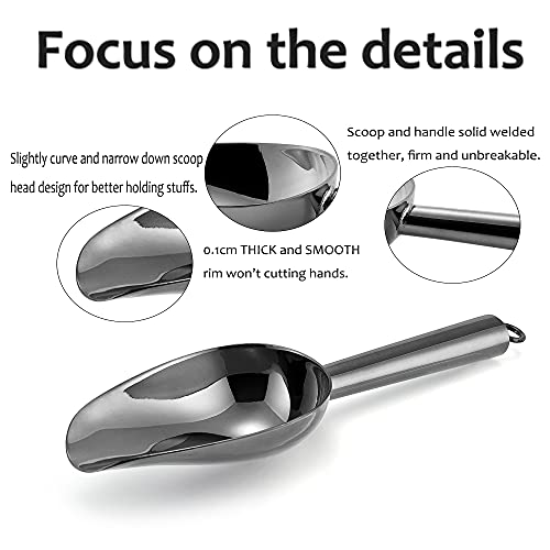 E-far Mini Ice Scoop Set of 2, 3 Ounce Black Stainless Steel Food Scoops | Metal Scoops for Candy/Flour/Sugar, Small Scoop for Party/Freezer/Canister/Kitchen Bar/Ice Maker, Rust-Resistant - color: Black