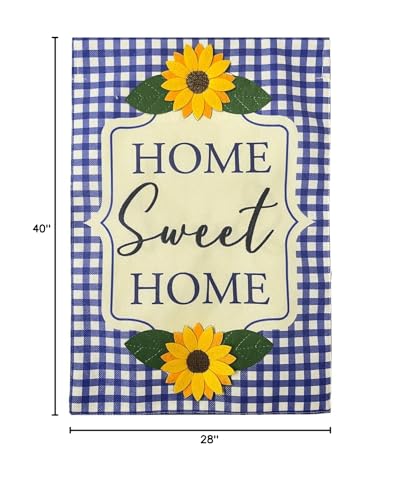 Briarwood Lane Blue Checkered Sunflowers Burlap House Flag - color: Blue Checkered
